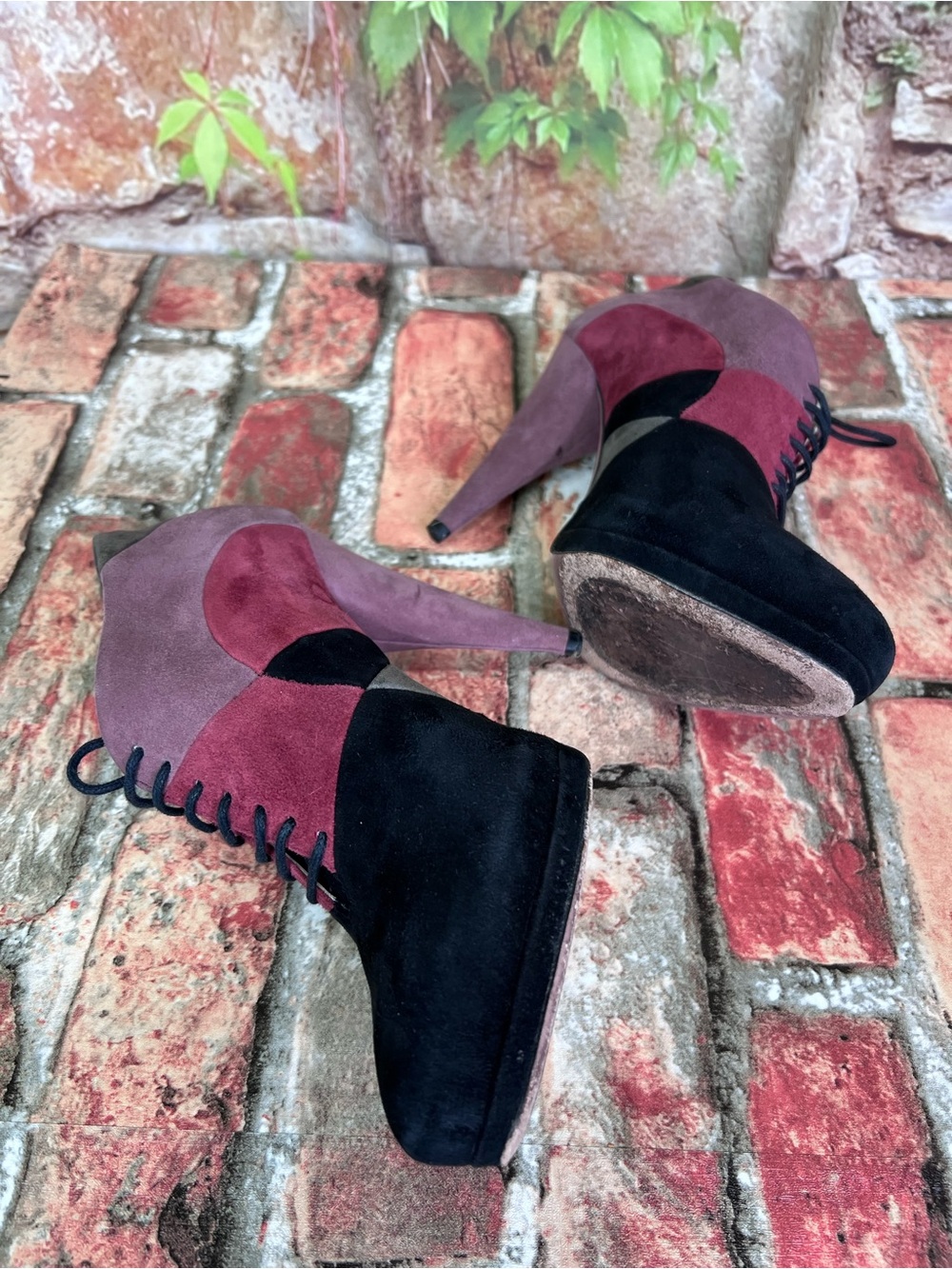 PRADA Italian Made Suede Lace-Up Color Block Luxury Platform Oxfords, 37.5 - Picture 15 of 16